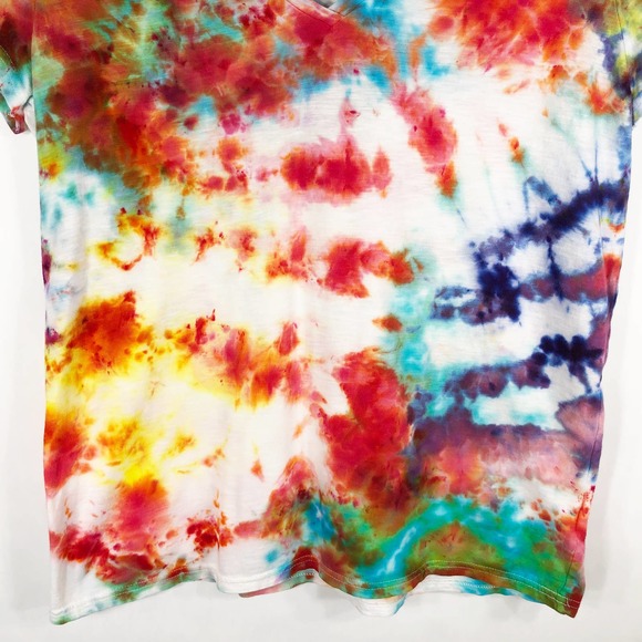 Merona Womens Size XL Top Tie Dye‎ Enemies to Lovers Red Blue Handmade 1159 - Picture 6 of 9